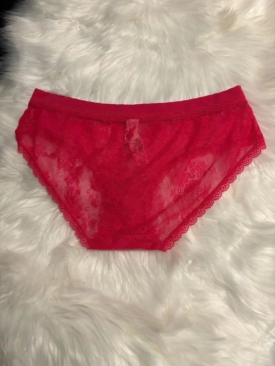 NWT Victoria's Secret Hot Pink Lace Bikini hiphugger Panty L - Picture 2 of 3